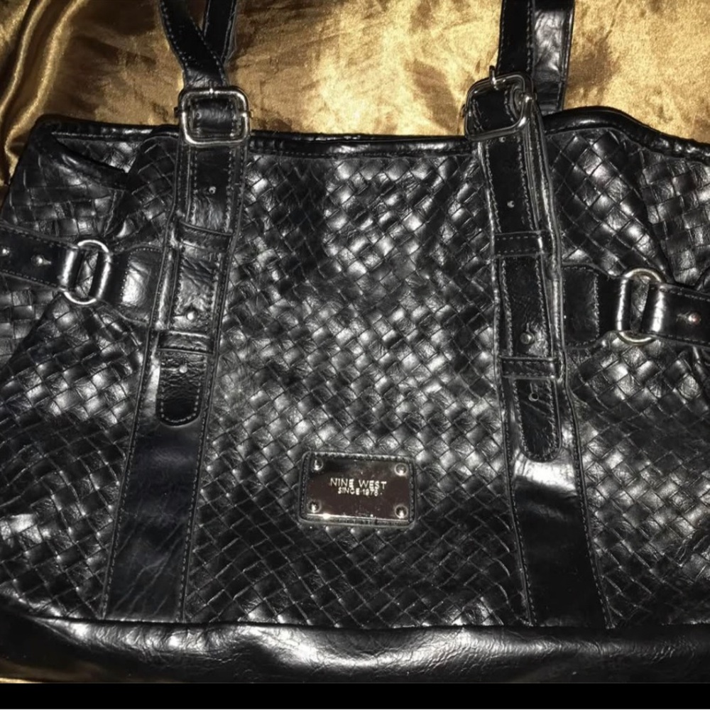 Nine West Black Woven Tote Bag - GUC